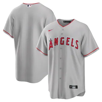 mens nike gray los angeles angels road replica team jersey_